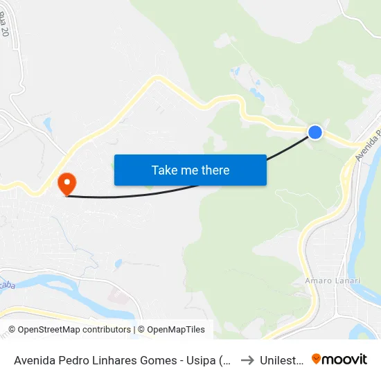 Avenida Pedro Linhares Gomes - Usipa (Sentido Ipatinga) to Unileste Mg map
