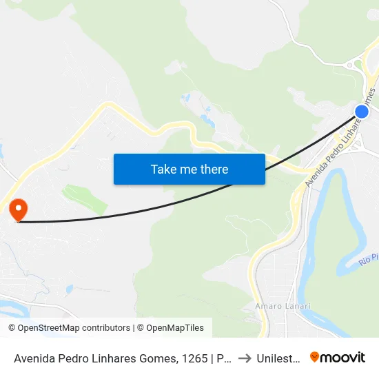 Avenida Pedro Linhares Gomes, 1265 | Posto Central 2 to Unileste Mg map