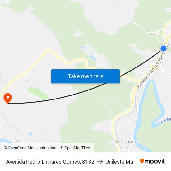 Avenida Pedro Linhares Gomes, 8182 to Unileste Mg map