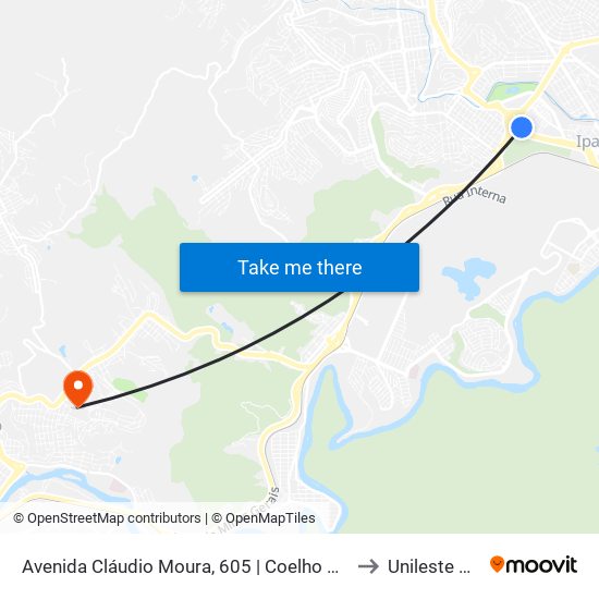 Avenida Cláudio Moura, 605 | Coelho Diniz to Unileste Mg map