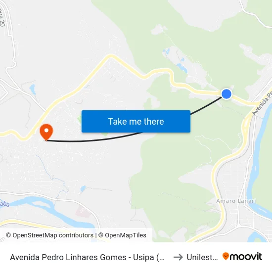 Avenida Pedro Linhares Gomes - Usipa (Sentido Fabriciano) to Unileste Mg map