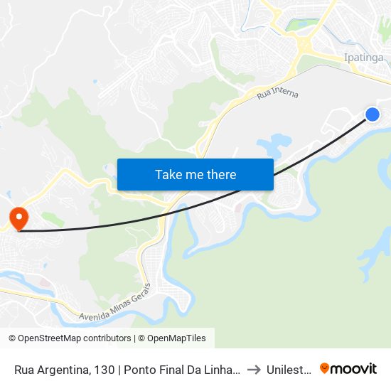 Rua Argentina, 130 | Ponto Final Da Linha 3179 No Cariru to Unileste Mg map