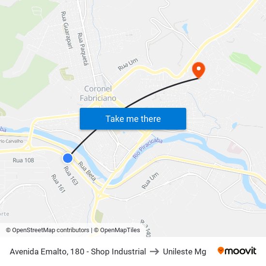 Avenida Emalto, 180 - Shop Industrial to Unileste Mg map