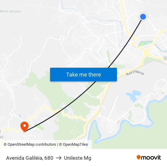 Avenida Galiléia, 680 to Unileste Mg map