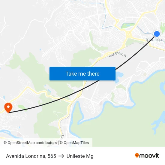 Avenida Londrina, 565 to Unileste Mg map