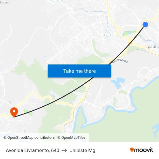 Avenida Livramento, 640 to Unileste Mg map