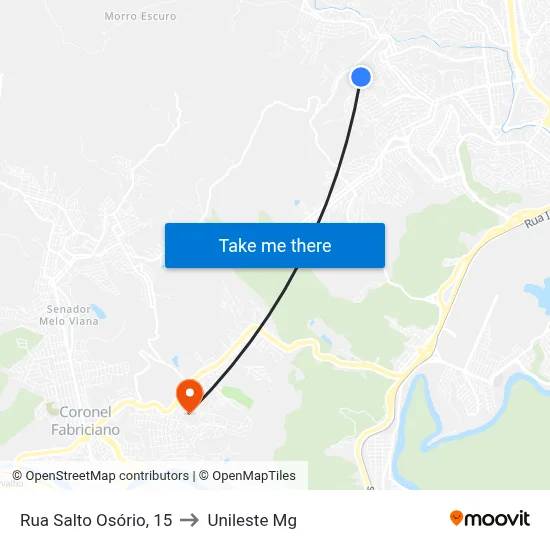 Rua Salto Osório, 15 to Unileste Mg map