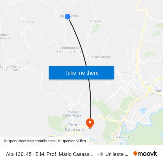 Aip-130, 45 - E.M. Prof. Mário Casassanta to Unileste Mg map