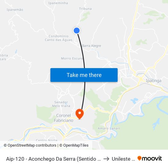 Aip-120 - Aconchego Da Serra (Sentido Ipatinga) to Unileste Mg map