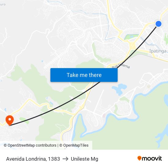 Avenida Londrina, 1383 to Unileste Mg map