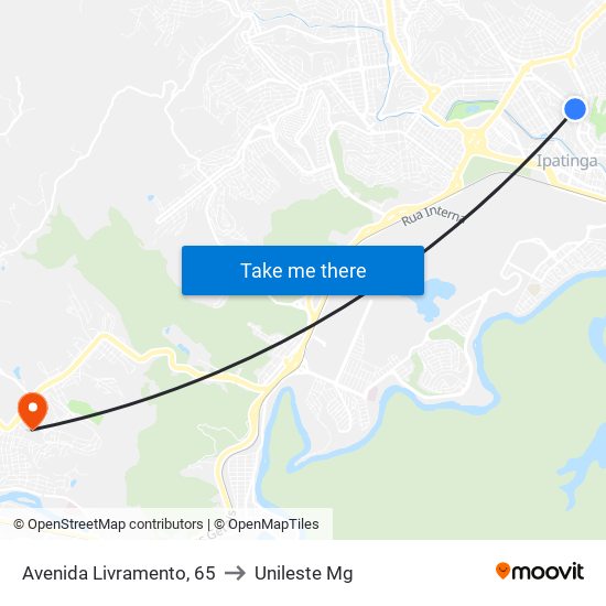 Avenida Livramento, 65 to Unileste Mg map