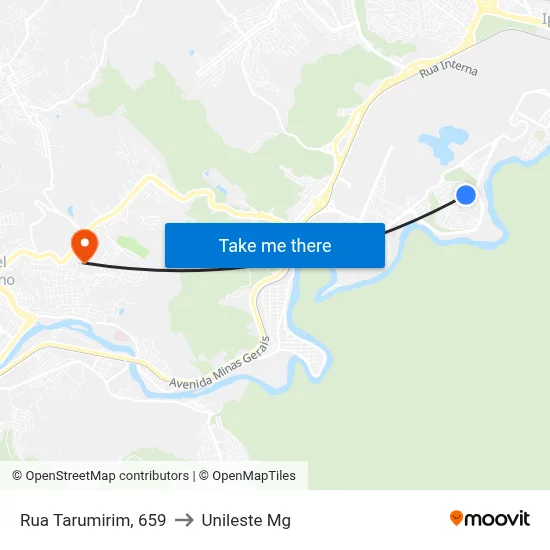 Rua Tarumirim, 659 to Unileste Mg map