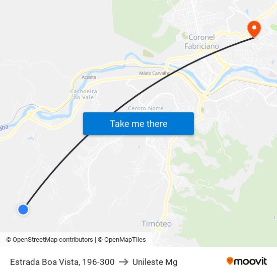 Estrada Boa Vista, 196-300 to Unileste Mg map