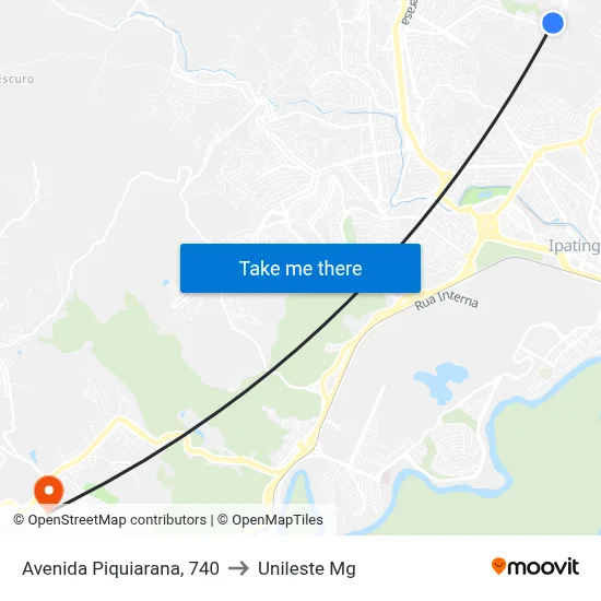 Avenida Piquiarana, 740 to Unileste Mg map