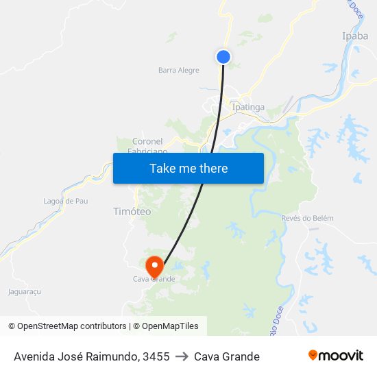 Avenida José Raimundo, 3455 to Cava Grande map
