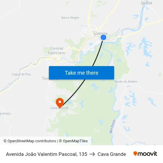 Avenida João Valentim Pascoal, 135 to Cava Grande map