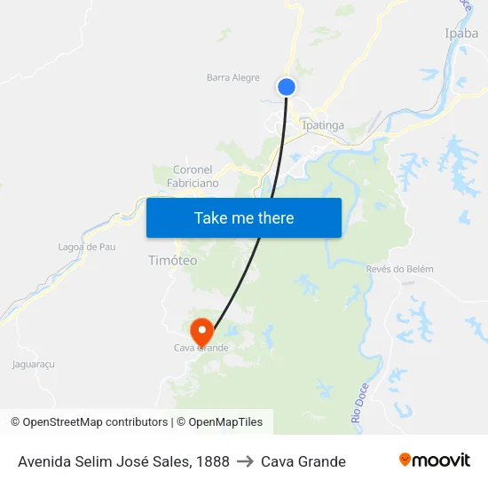 Avenida Selim José Sales, 1888 to Cava Grande map