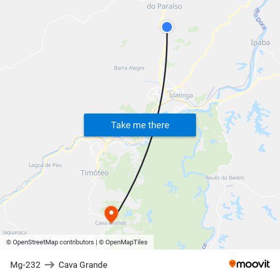 Mg-232 to Cava Grande map