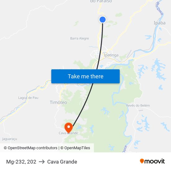 Mg-232, 202 to Cava Grande map