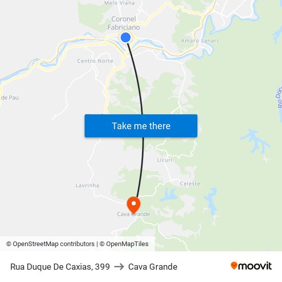 Rua Duque De Caxias, 399 to Cava Grande map