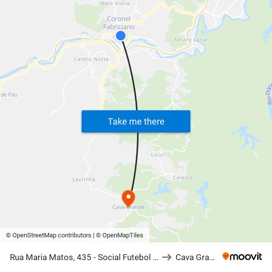 Rua Maria Matos, 435 - Social Futebol Clube to Cava Grande map