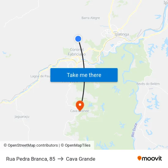 Rua Pedra Branca, 85 to Cava Grande map