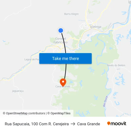 Rua Sapucaia, 100 Com R. Cerejeira to Cava Grande map