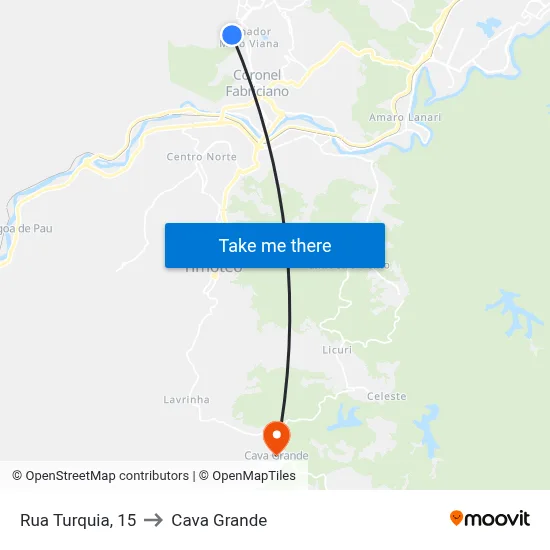 Rua Turquia, 15 to Cava Grande map