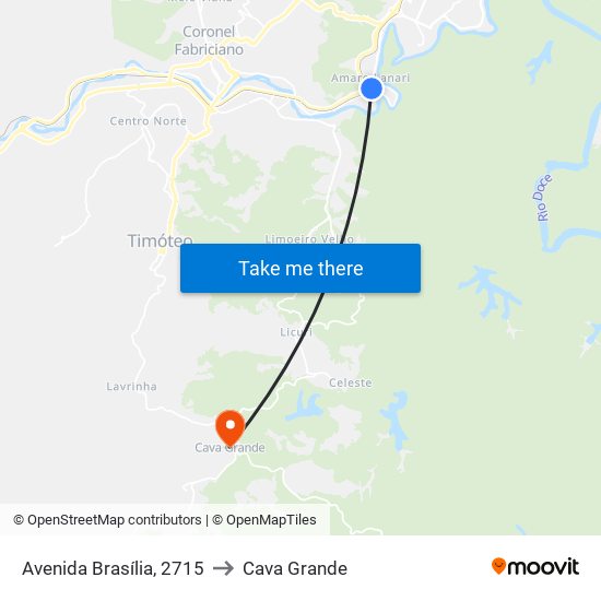 Avenida Brasília, 2715 to Cava Grande map