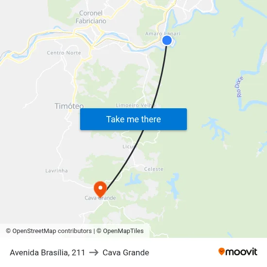Avenida Brasília, 211 to Cava Grande map
