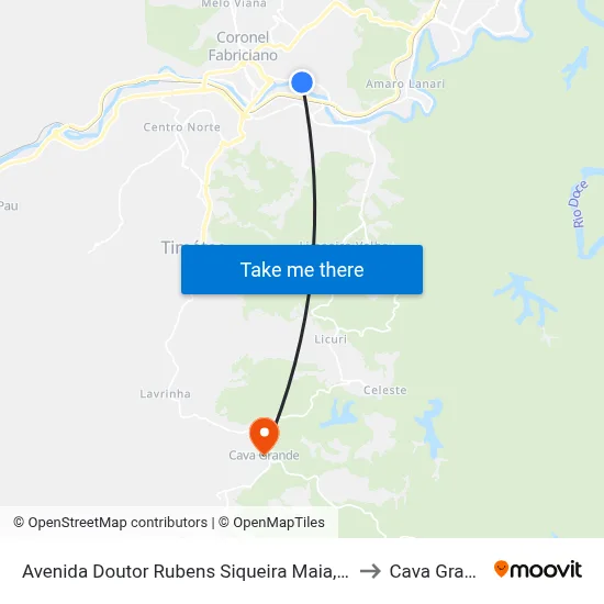 Avenida Doutor Rubens Siqueira Maia, 1244 to Cava Grande map