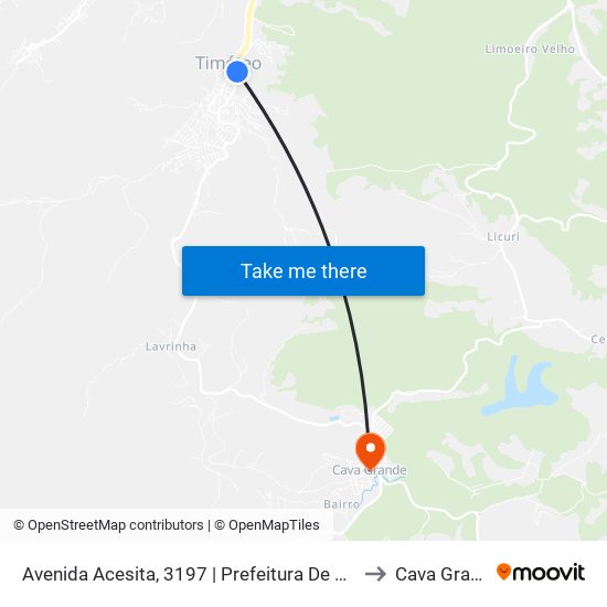 Avenida Acesita, 3197 | Prefeitura De Timóteo to Cava Grande map