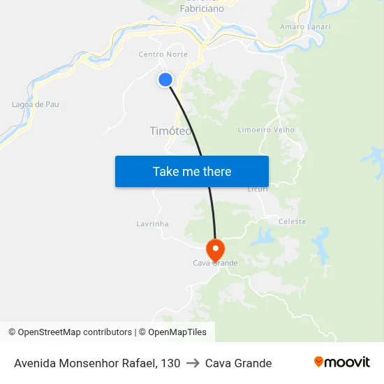 Avenida Monsenhor Rafael, 130 to Cava Grande map