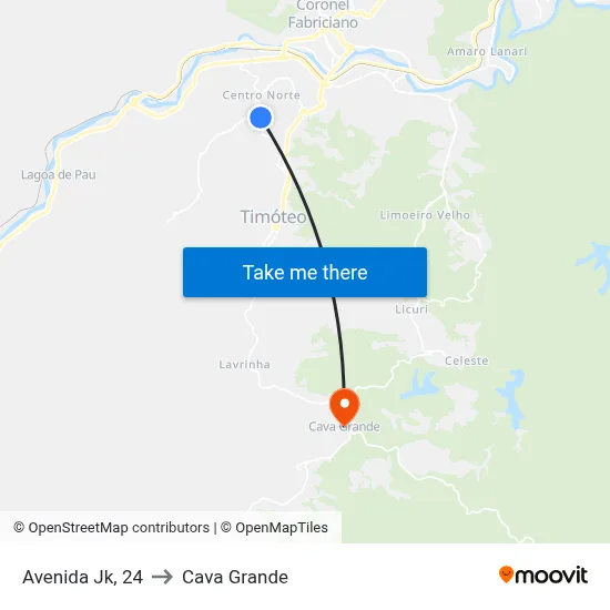 Avenida Jk, 24 to Cava Grande map