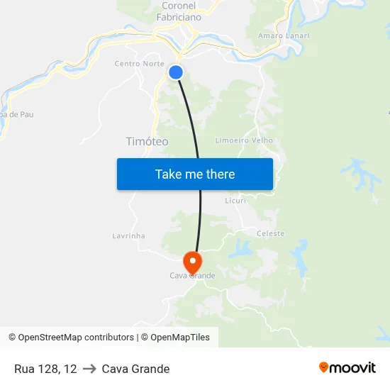 Rua 128, 12 to Cava Grande map