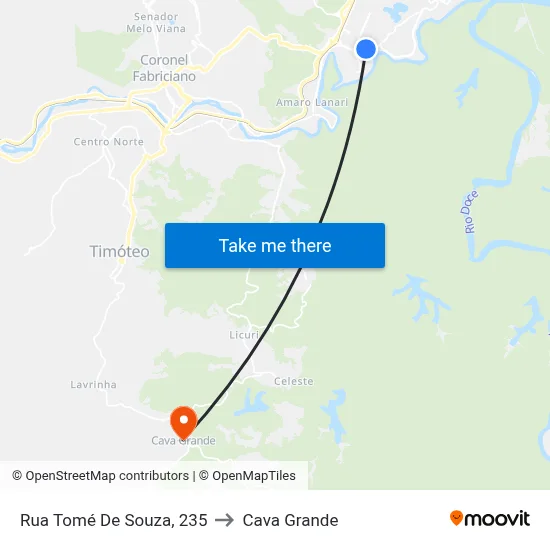 Rua Tomé De Souza, 235 to Cava Grande map