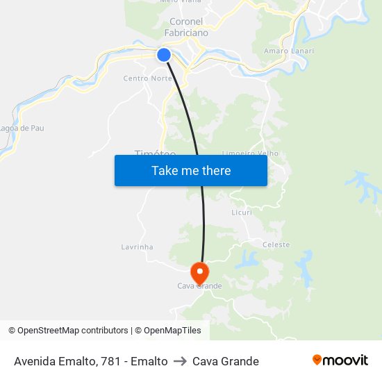 Avenida Emalto, 781 - Emalto to Cava Grande map