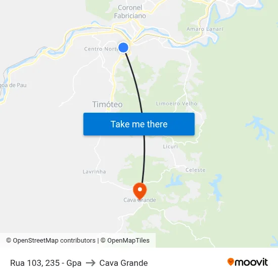 Rua 103, 235 - Gpa to Cava Grande map