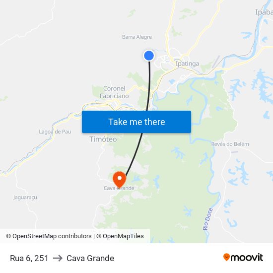 Rua 6, 251 to Cava Grande map