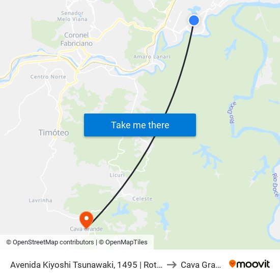 Avenida Kiyoshi Tsunawaki, 1495 | Rotatória to Cava Grande map