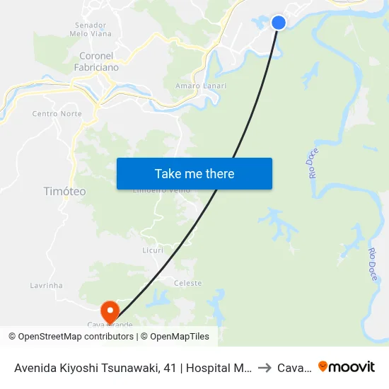 Avenida Kiyoshi Tsunawaki, 41 | Hospital Márcio Cunha, Unidade 1 - Linhas Municipais to Cava Grande map