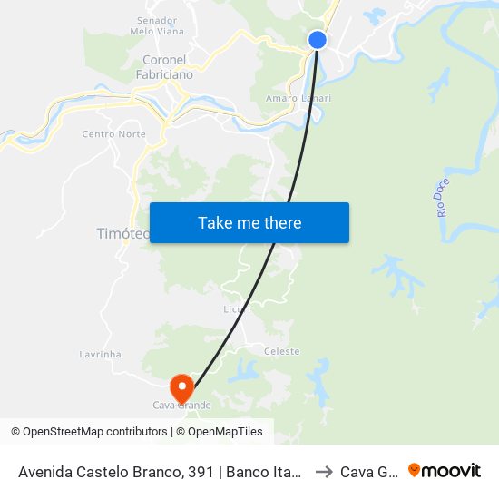 Avenida Castelo Branco, 391 | Banco Itaú - Linhas Municipais to Cava Grande map