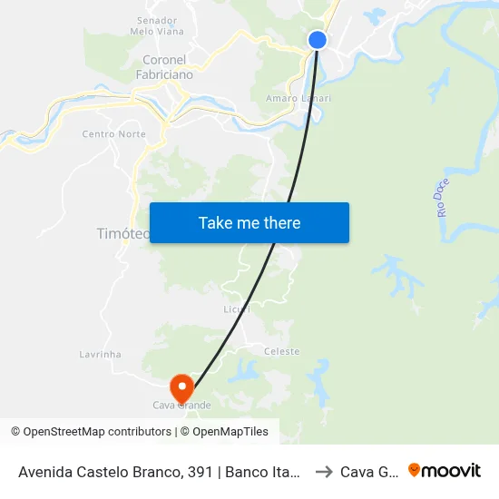 Avenida Castelo Branco, 391 | Banco Itaú - Linhas Municipais to Cava Grande map