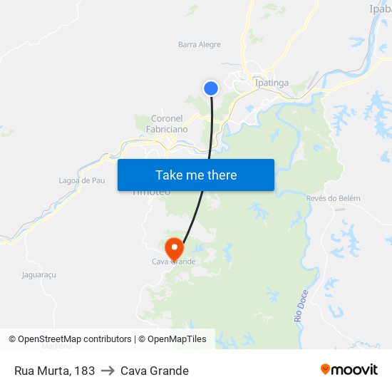 Rua Murta, 183 to Cava Grande map