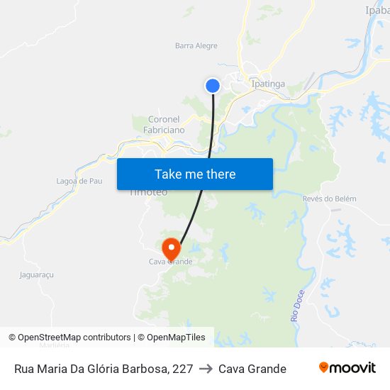 Rua Maria Da Glória Barbosa, 227 to Cava Grande map