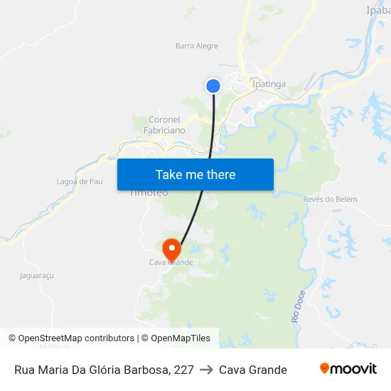 Rua Maria Da Glória Barbosa, 227 to Cava Grande map