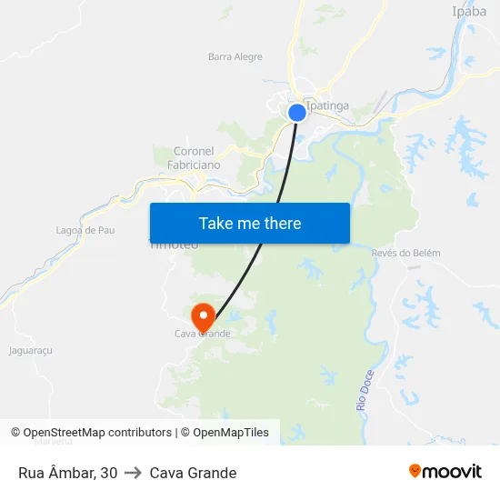 Rua Âmbar, 30 to Cava Grande map