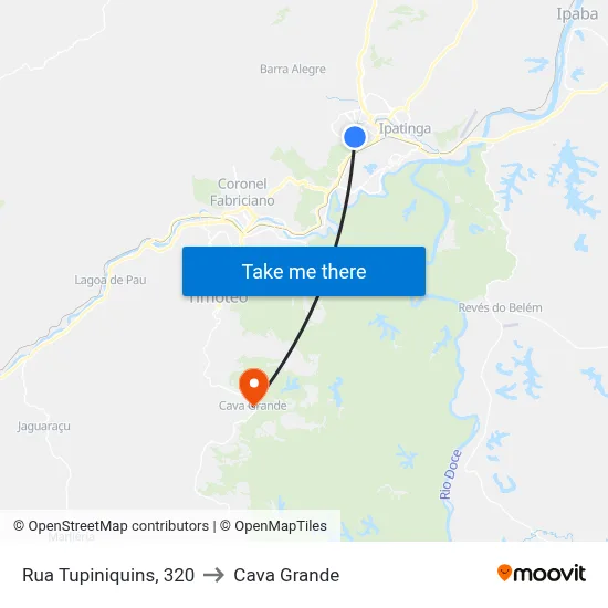 Rua Tupiniquins, 320 to Cava Grande map