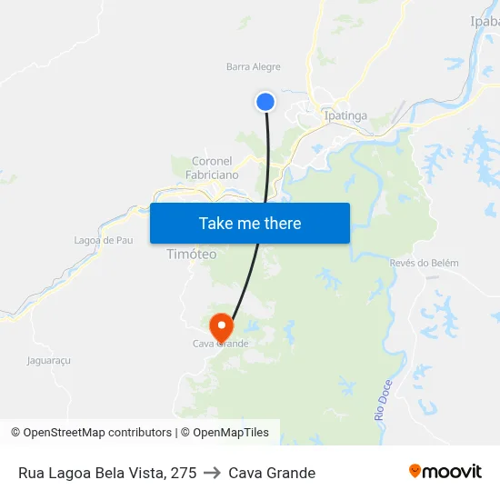 Rua Lagoa Bela Vista, 275 to Cava Grande map