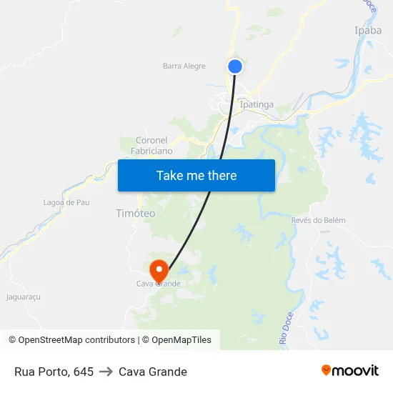 Rua Porto, 645 to Cava Grande map